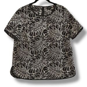 Your Sixth Sense Black Blouse White Floral Embroidery Cut Out Details Eur 40